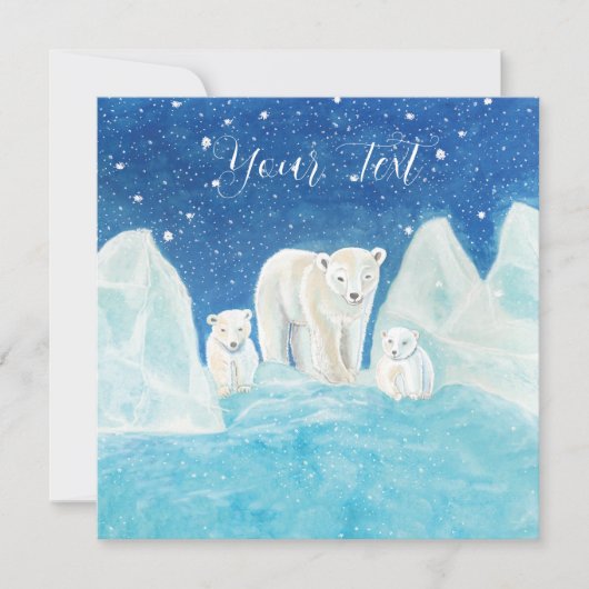 Polar Bear Mama & Two Cubs Illustration Karte (Vorderseite)