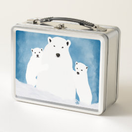 Polar Bear - Mama und Naben - Müsliriegel Metall Brotdose