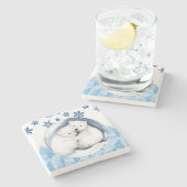 Polar Bear Marble Stone Untersetzer Weihnachten (Seitenansicht)