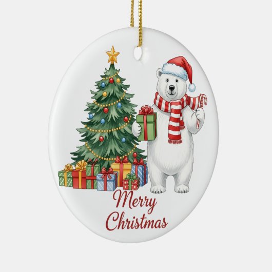 Polar Bear Merry Christmas Ornament - Personalized (Rechts)