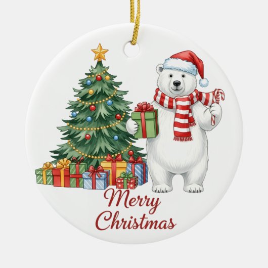 Polar Bear Merry Christmas Ornament - Personalized (Vorne)