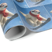 Polar Bear Mid-air on a Snowboard Geschenkpapier (Rolleneckpunkt)