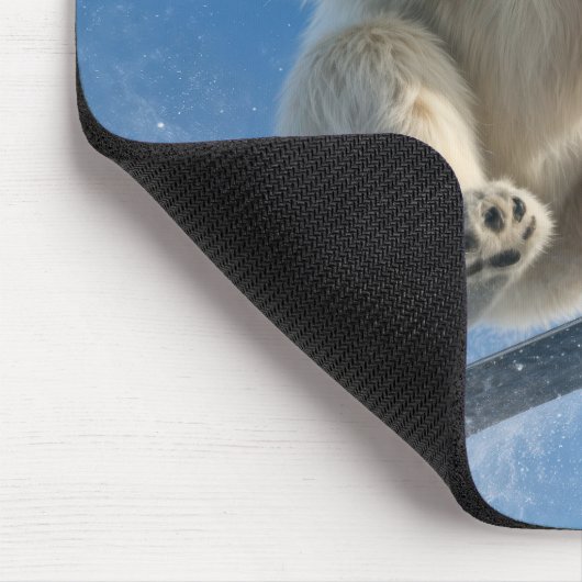 Polar Bear Mid-air on a Snowboard Mousepad (Ecke)