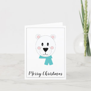 Polar Bear mit Aquamarinem Scarf Feiertagskarte