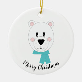 Polar Bear mit Aquamarinem Scarf Keramik Ornament