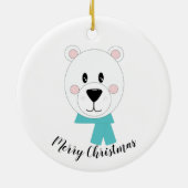 Polar Bear mit Aquamarinem Scarf Keramik Ornament (Hinten)