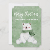 Polar Bear mit grünem Scarf Frohe Weihnachten (Vorderseite)