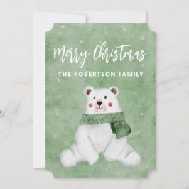 Polar Bear mit grünem Scarf Frohe Weihnachten