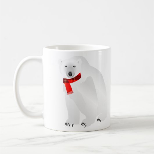 Polar Bear mit Kariertem Scarf Baby und kalt drauß Kaffeetasse (Links)