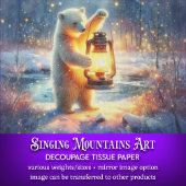Polar Bear mit Lattern im Winterwald Decoupage Seidenpapier