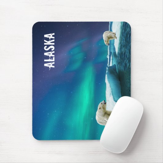 Polar Bear mit Northern Lights Alaska Mouse Pad Mousepad (Mit Mouse)