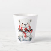 Polar Bear mit Peppermint Red White Scarf Milchtasse (Vorderseite)