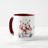 Polar Bear mit Peppermint Red White Scarf Tasse (Vorderseite Links)