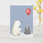Polar Bear mit Red Birthday Balloon Karte (Gelbe Blume)