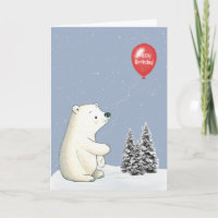 Polar Bear mit Red Birthday Balloon