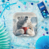 Polar Bear mit Red Coffee Tasse Pappteller (Party)