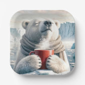 Polar Bear mit Red Coffee Tasse Pappteller (Vorderseite)