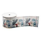 Polar Bear mit Red Coffee Tasse Satinband (Spule)