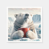 Polar Bear mit Red Coffee Tasse Serviette (Vorderseite)