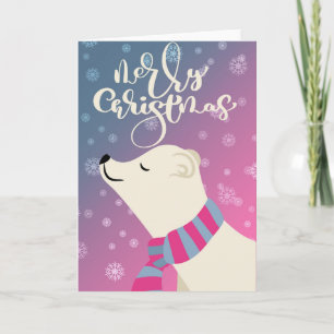 Polar Bear mit Scarf - Frohe Weihnachten Karte