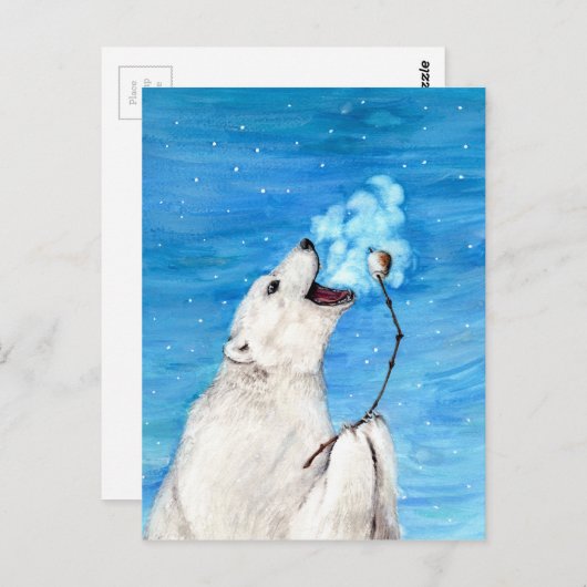 Polar Bear mit Toasta Marshmallow Postkarte (Vorne/Hinten)