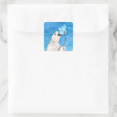 Polar Bear mit Toasta Marshmallow Quadratischer Aufkleber (Tasche)