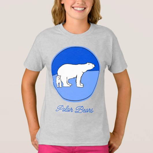 Polar Bear Mom and Cub Painting - Wildlife Art T-S T-Shirt (Vorderseite)