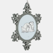Polar Bear Mom & Cubs Snowflake Framed Ornament (Links)