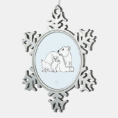 Polar Bear Mom & Cubs Snowflake Framed Ornament (Rechts)