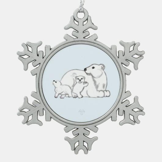 Polar Bear Mom & Cubs Snowflake Framed Ornament (Vorderseite)