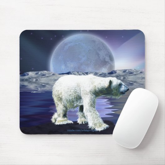 POLAR BEAR & MOON Wildlife Mousepad (Mit Mouse)