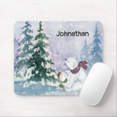 Polar Bear Mother and Baby with Snowy Landschaftli Mousepad (Mit Mouse)