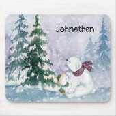 Polar Bear Mother and Baby with Snowy Landschaftli Mousepad (Vorne)