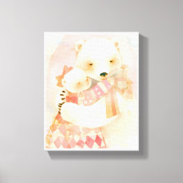 Polar Bear Mother and Cub Cuddle Nursery Poster Leinwanddruck