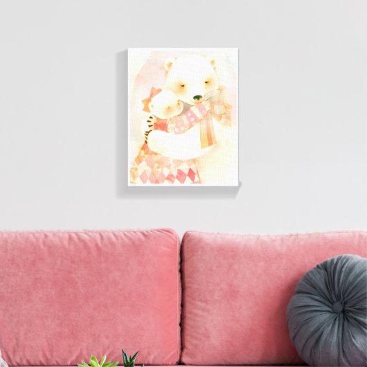 Polar Bear Mother and Cub Cuddle Nursery Poster Leinwanddruck (Insitu (Wohnzimmer))