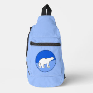 Polar Bear Mother and Cub Painting Wildlife Art Crossbody Bag