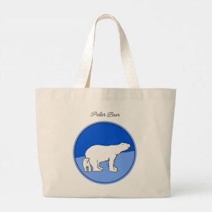 Polar Bear Mother and Cub Painting Wildlife Art Jumbo Stoffbeutel