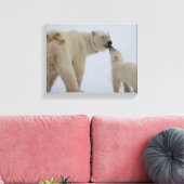 Polar Bear Mutter mit Cube Leinwanddruck (Insitu (Wohnzimmer))