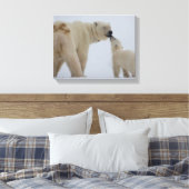 Polar Bear Mutter mit Cube Leinwanddruck (Insitu (Schlafzimmer))