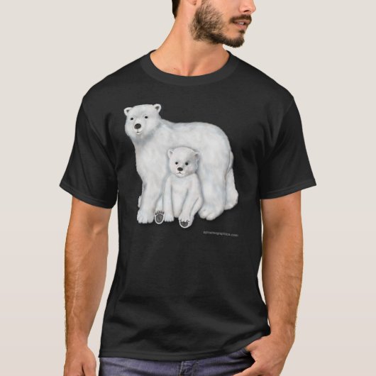 Polar Bear Mutter und Cub. T-Shirt (Vorderseite)
