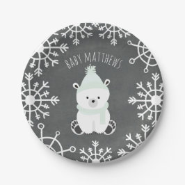 Polar Bear Neutral Winter Baby Dusche Pappteller