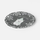 Polar Bear Neutral Winter Baby Dusche Pappteller (Schrägansicht)