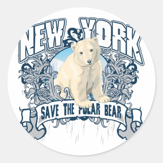 Polar Bear New York Runder Aufkleber (Vorderseite)