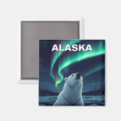 Polar Bear Nordlichter Alaska Postcard Magnet (Vorderseite/Rückseite)