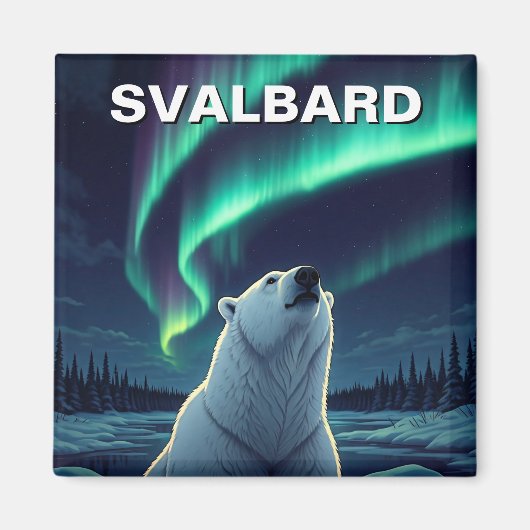 Polar Bear Nordlichter Svalbard Norwegen Magnet (Vorne)