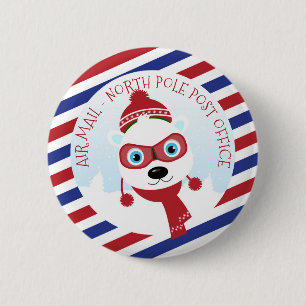 Polar Bear North Pole Post Office Button