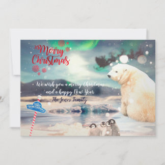 Polar Bear North Pole Weihnachtskarte Feiertagskarte