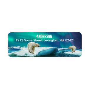 Polar Bear Northern Lights Address Labels