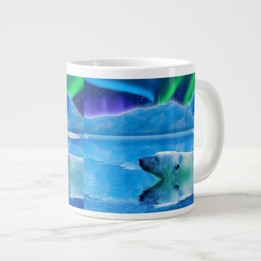 Polar Bear & Northern Lights Jumbo Soup Mug Jumbo-Tasse (Vorderseite Rechts)
