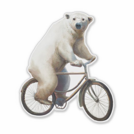 Polar Bear on Bicycle Aufkleber (Vorderseite)